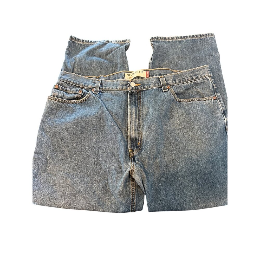 Levis 505 Regular Fit Jeans W42 L29 Blue Denim Mens